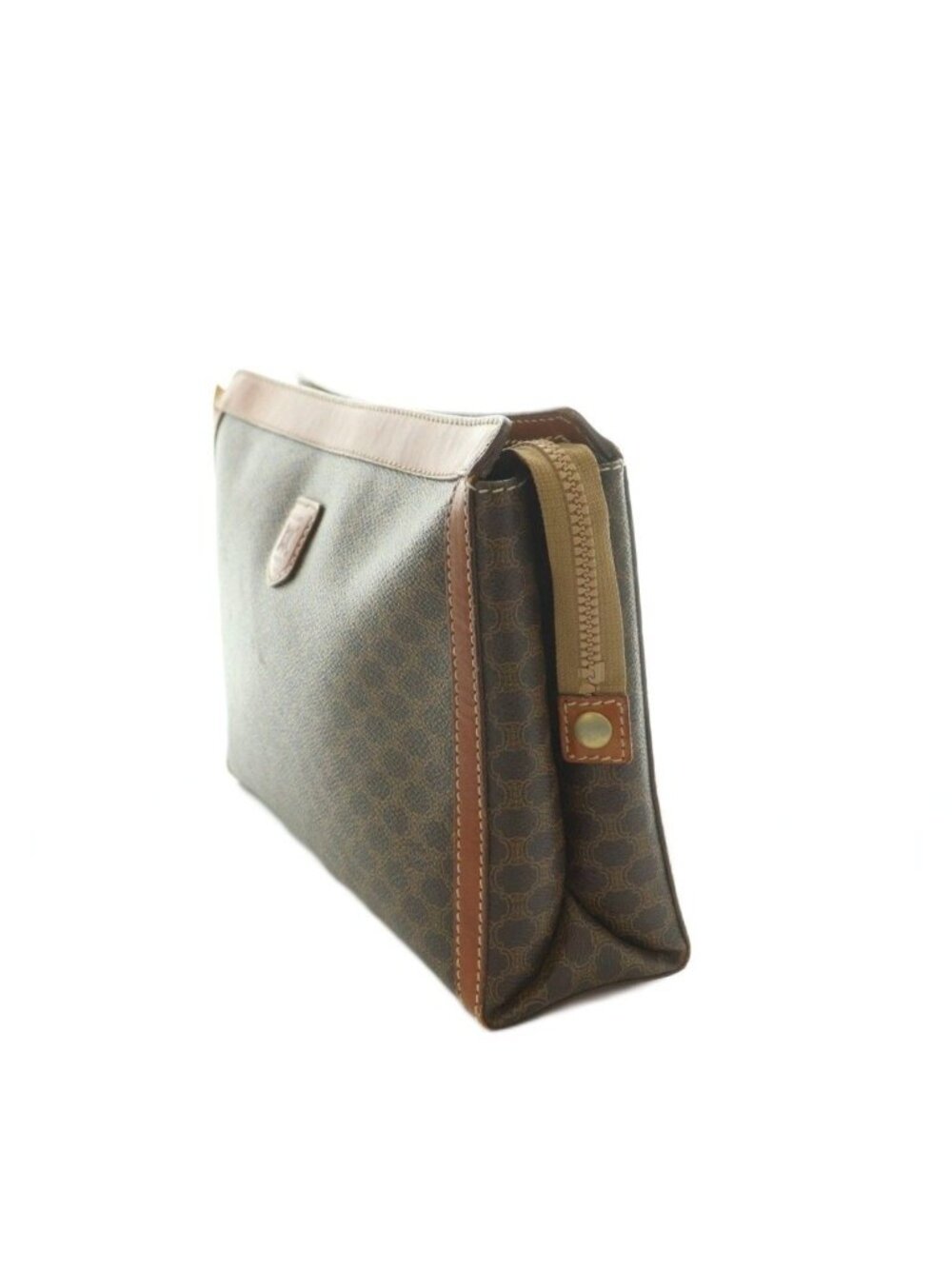 Celine Clutch Leather Macadam Pattern Brown - Picture 3 of 8
